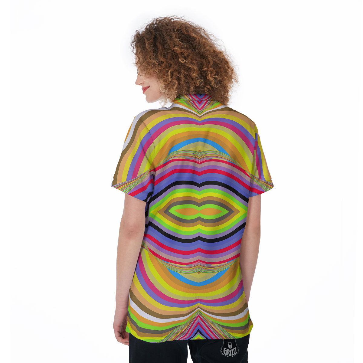 Rave Rainbow Print Pattern Women's Golf Shirts-grizzshop