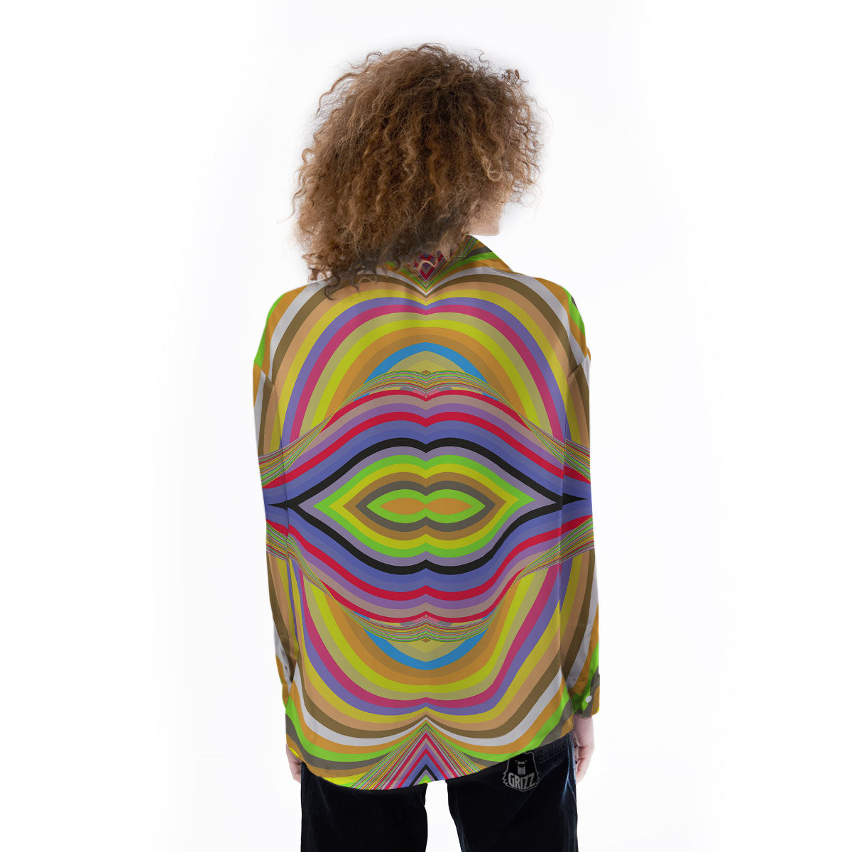 Rave Rainbow Print Pattern Women's Long Sleeve Shirts-grizzshop