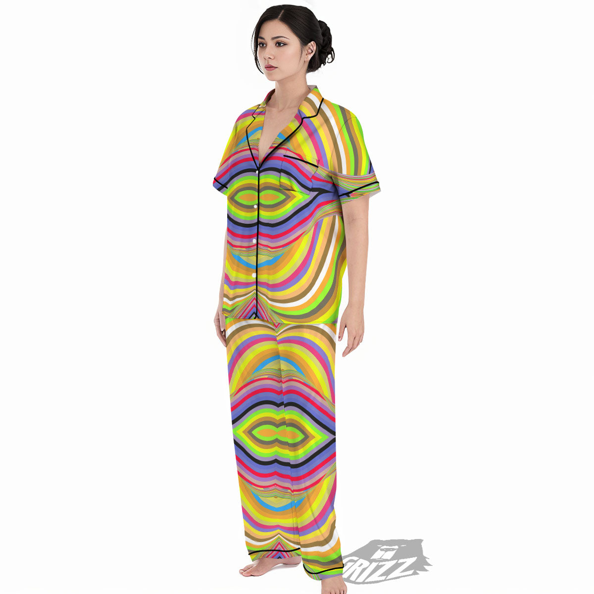 Rave Rainbow Print Pattern Women's Pajamas Set-grizzshop