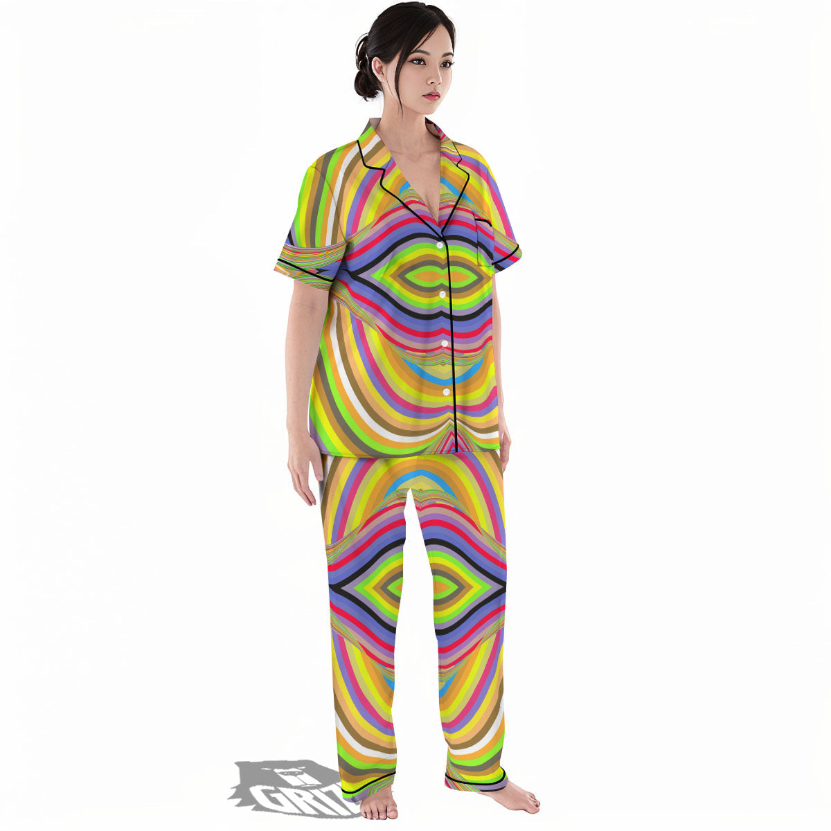 Rave Rainbow Print Pattern Women's Pajamas Set-grizzshop