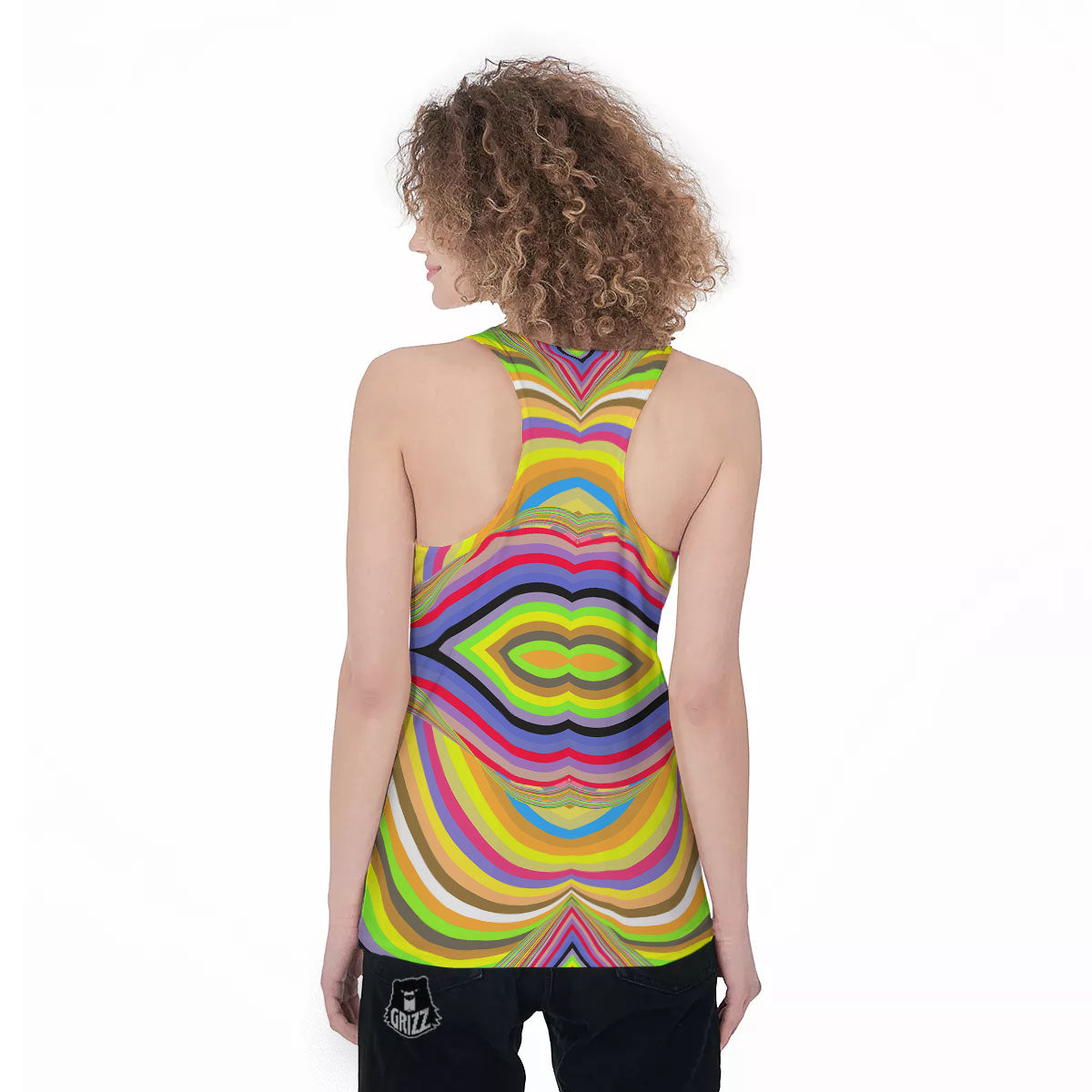 Rave Rainbow Print Pattern Women's Racerback Tank Top-grizzshop