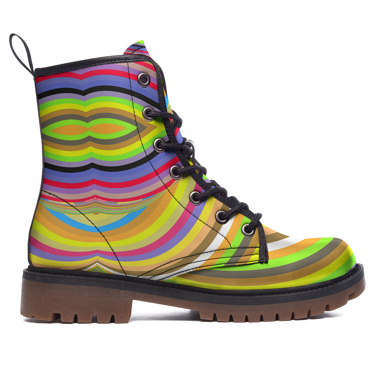 Rave Rainbow Print Pattern Work Boots-grizzshop