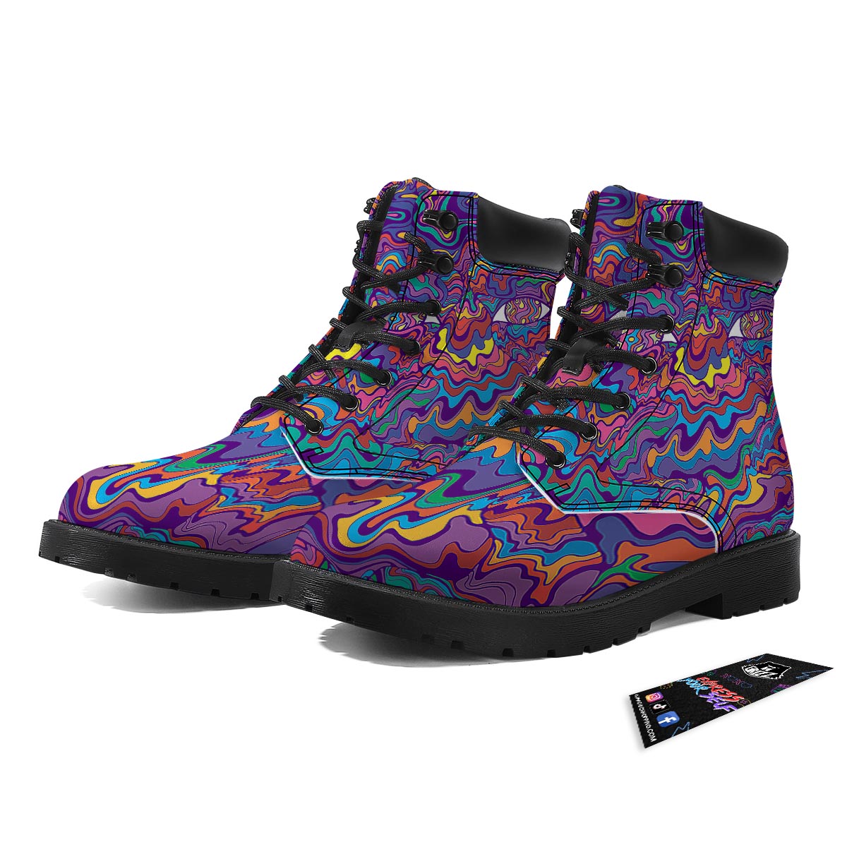Rave Trippy Print Boots-grizzshop
