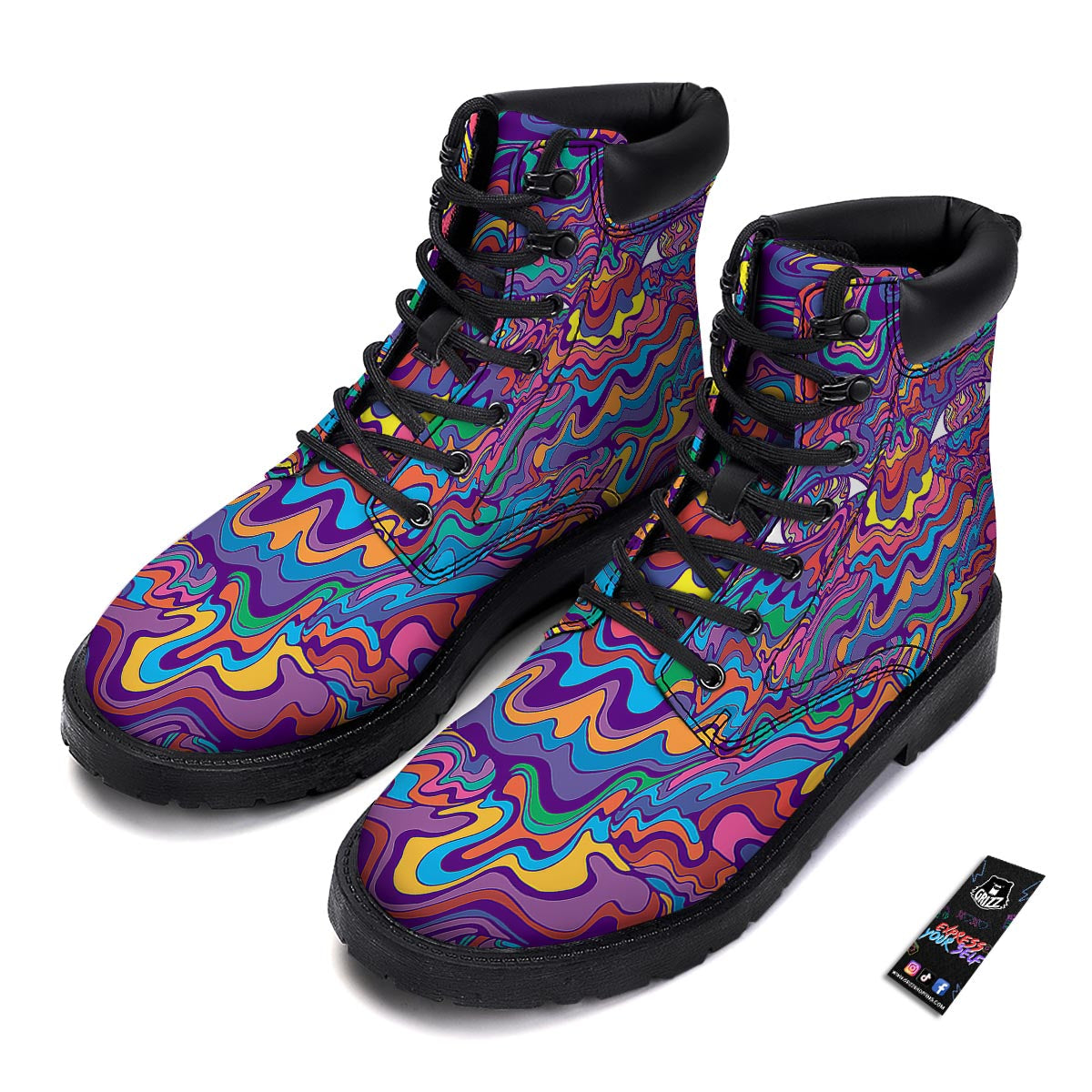 Rave Trippy Print Boots-grizzshop