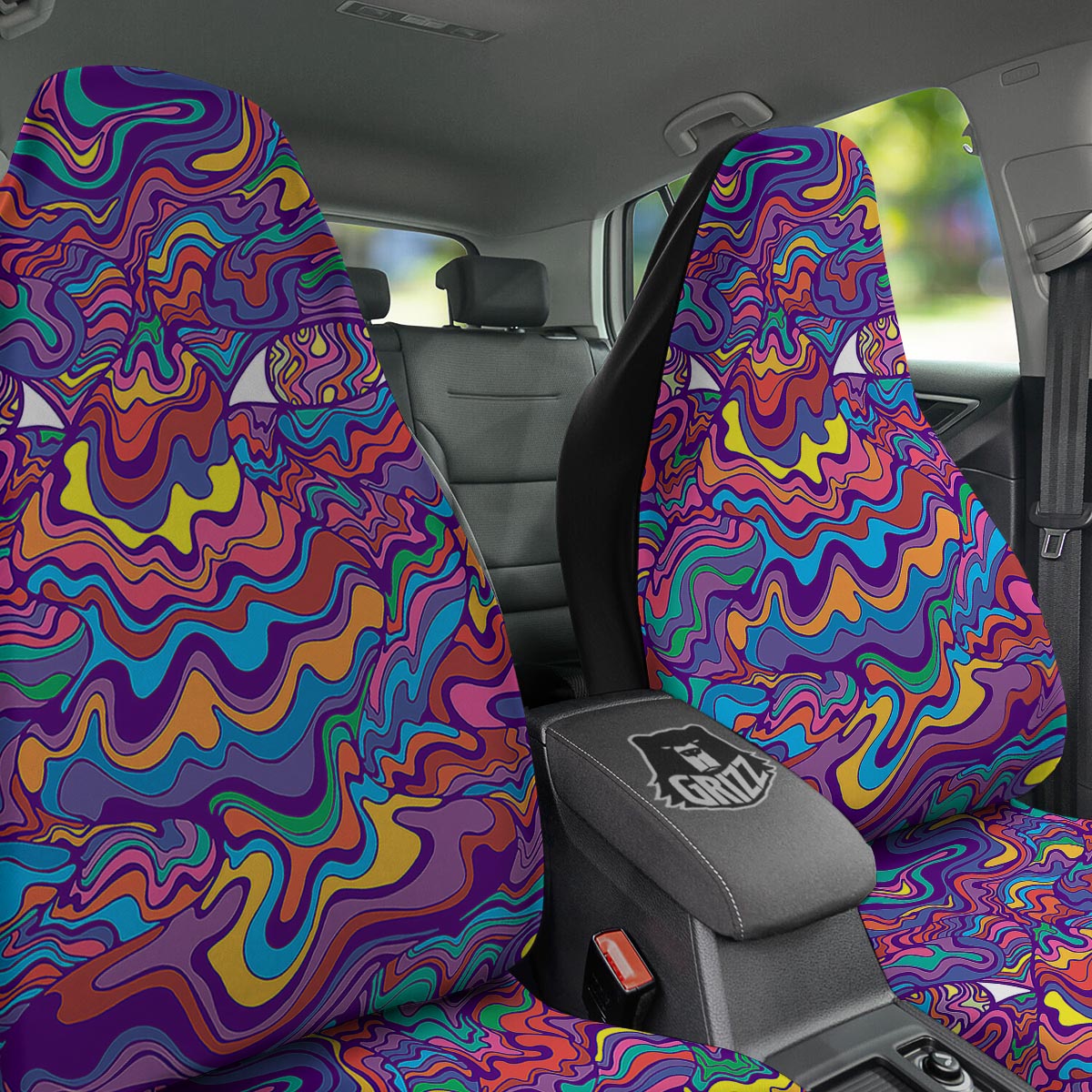 Rave Trippy Print Car Seat Covers-grizzshop