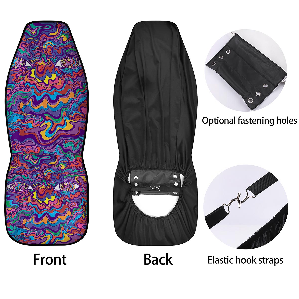 Rave Trippy Print Car Seat Covers-grizzshop