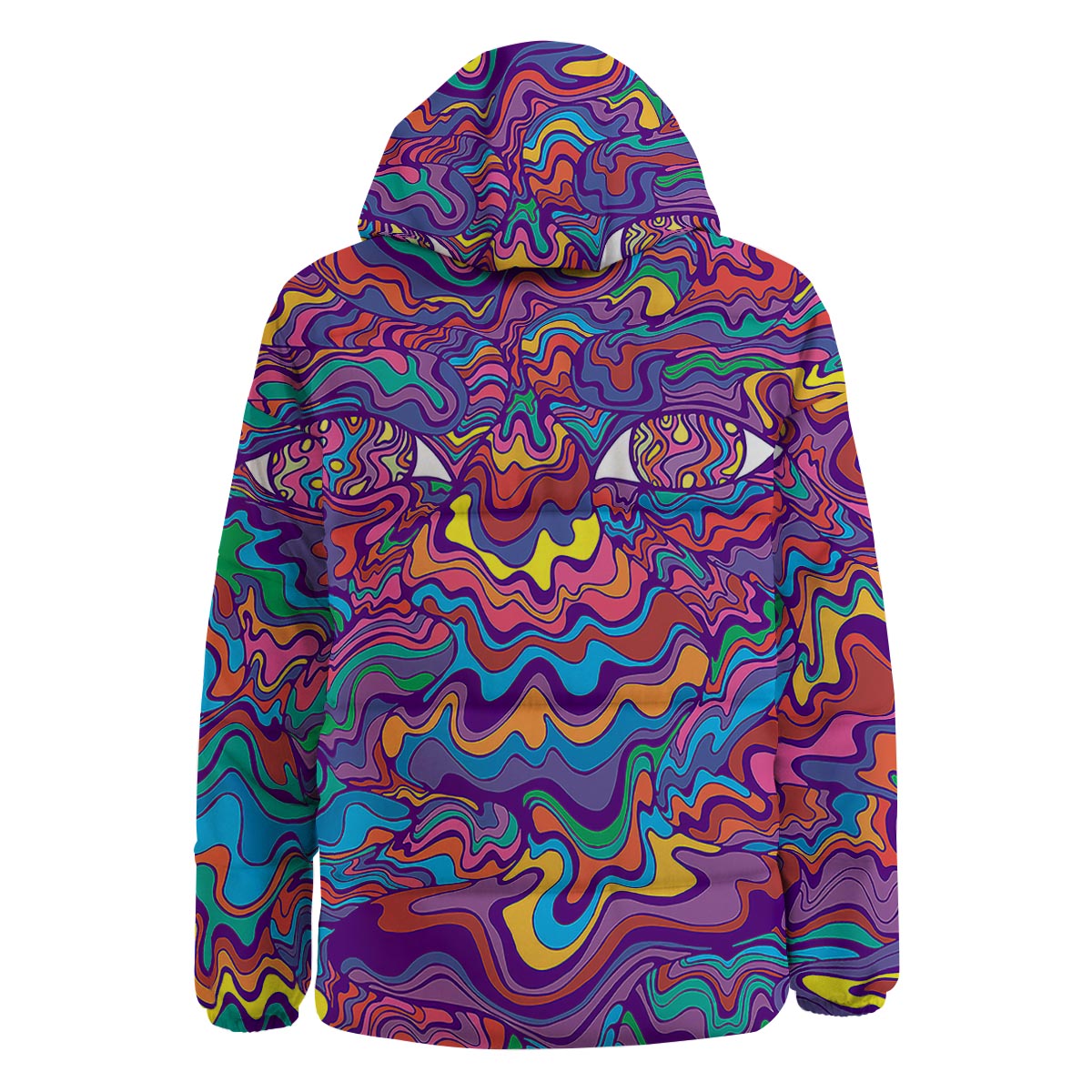 Rave Trippy Print Down Jacket-grizzshop