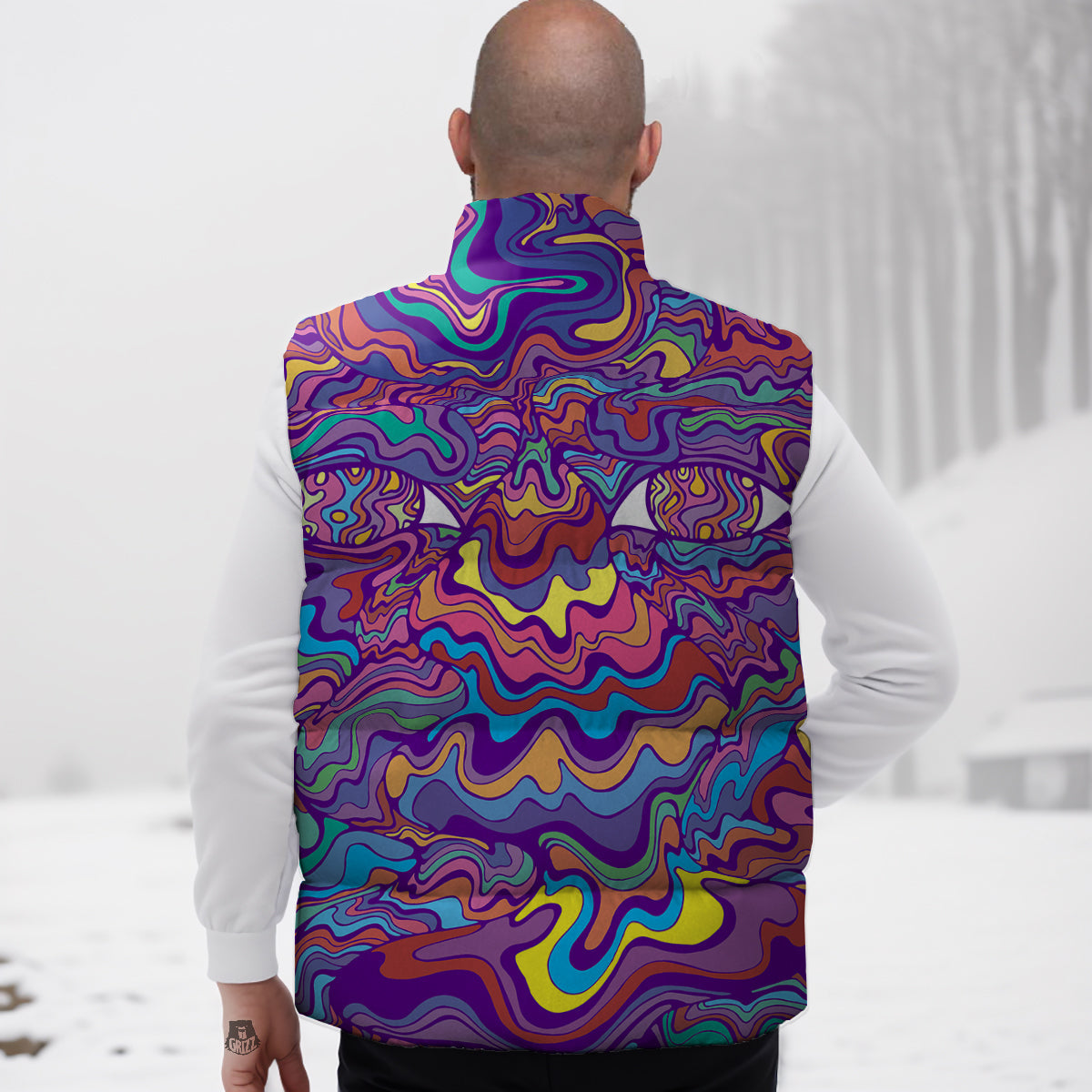 Rave Trippy Print Down Vest