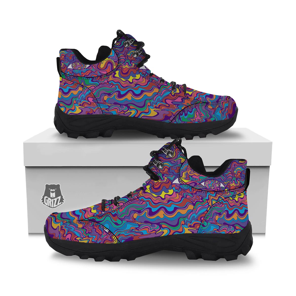 Rave Trippy Print Hiking Shoes-grizzshop