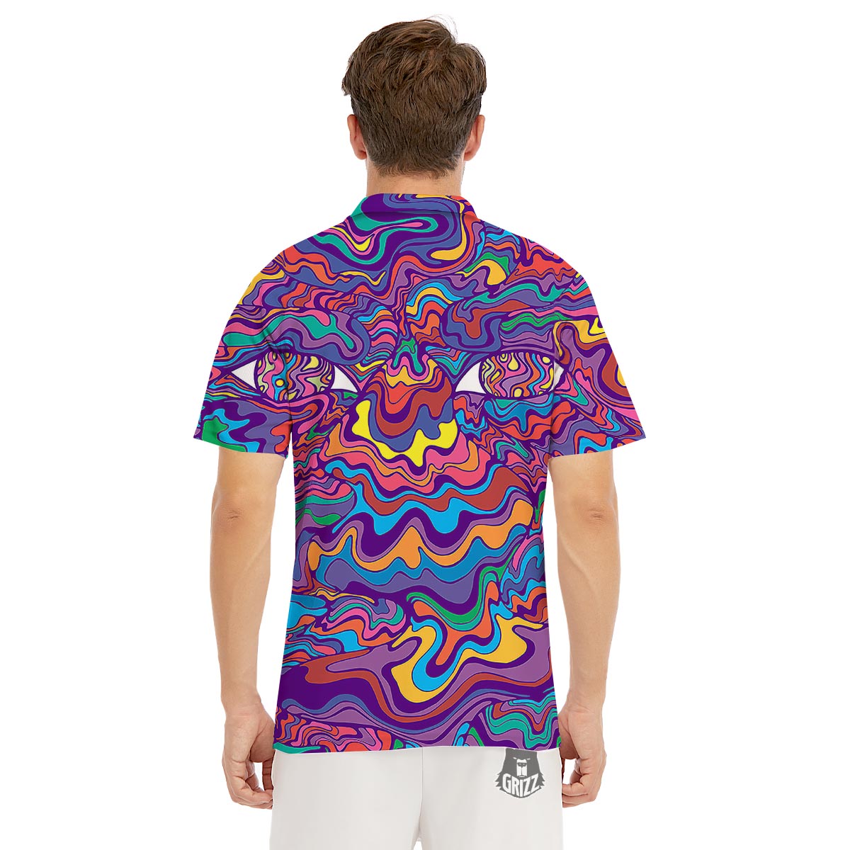 Rave Trippy Print Men's Golf Shirts-grizzshop