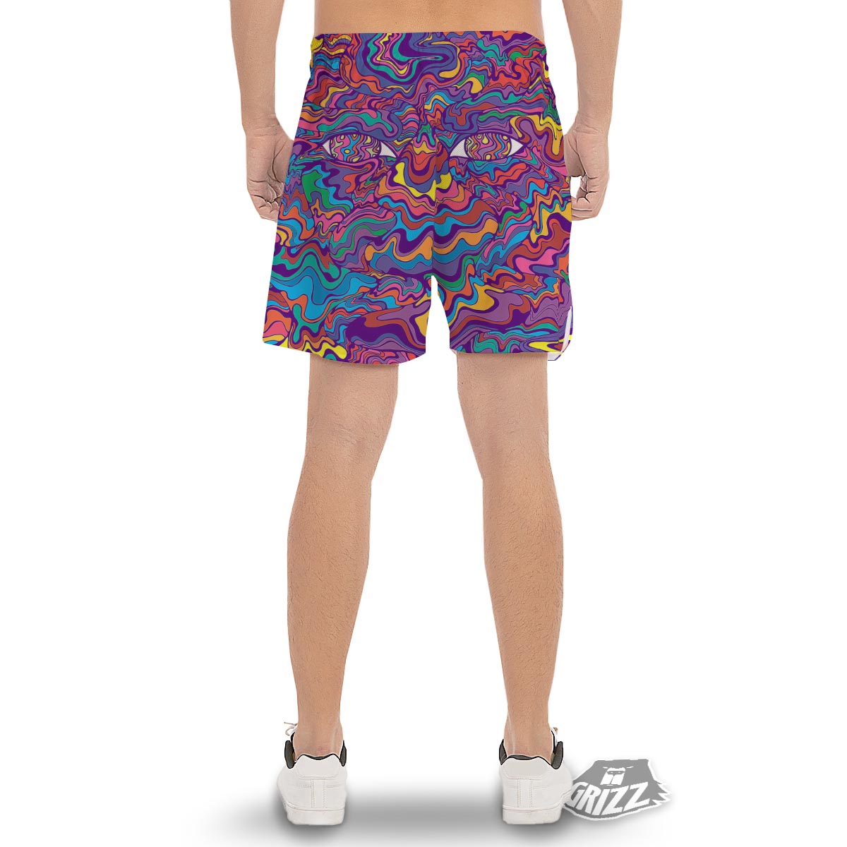 Rave Trippy Print Men's Gym Shorts-grizzshop