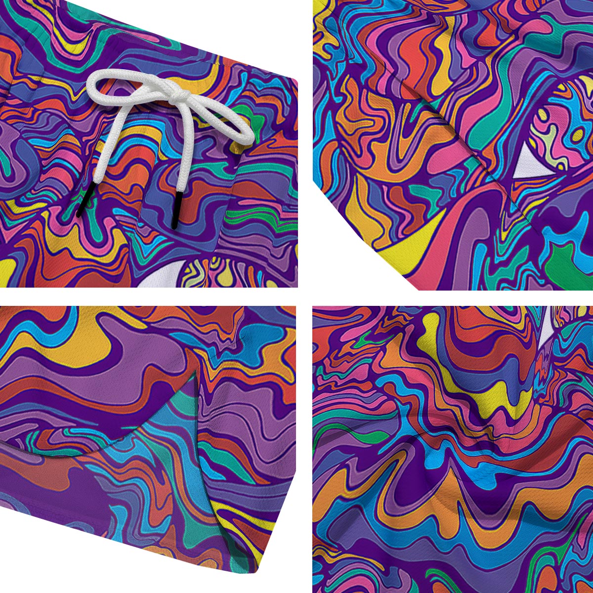 Rave Trippy Print Men's Running Shorts-grizzshop