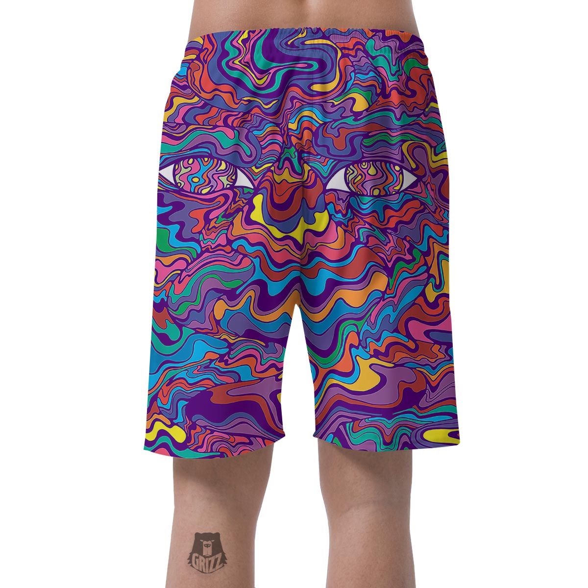 Rave Trippy Print Men's Shorts-grizzshop