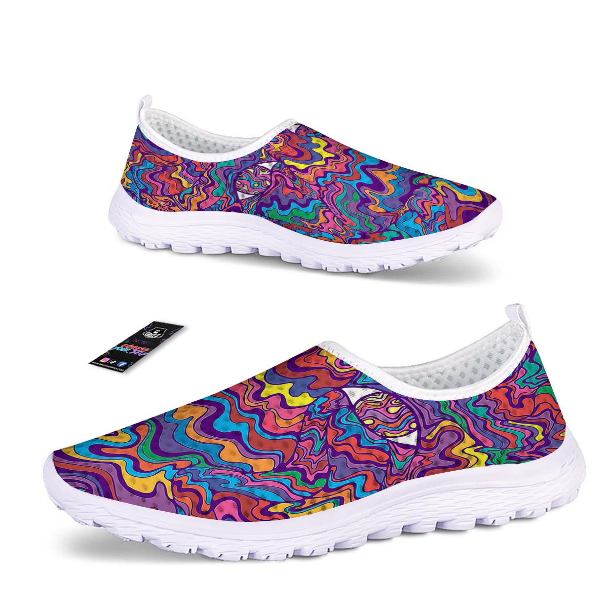Rave Trippy Print Nurse Shoes-grizzshop