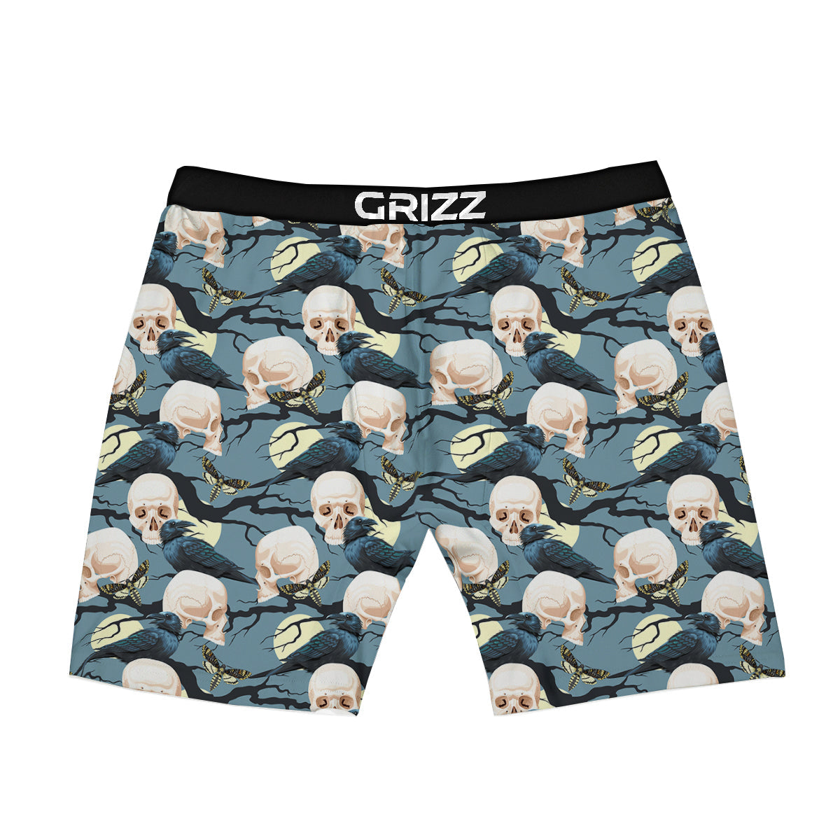 Raven Skull Print Pattern Boxer Briefs-grizzshop