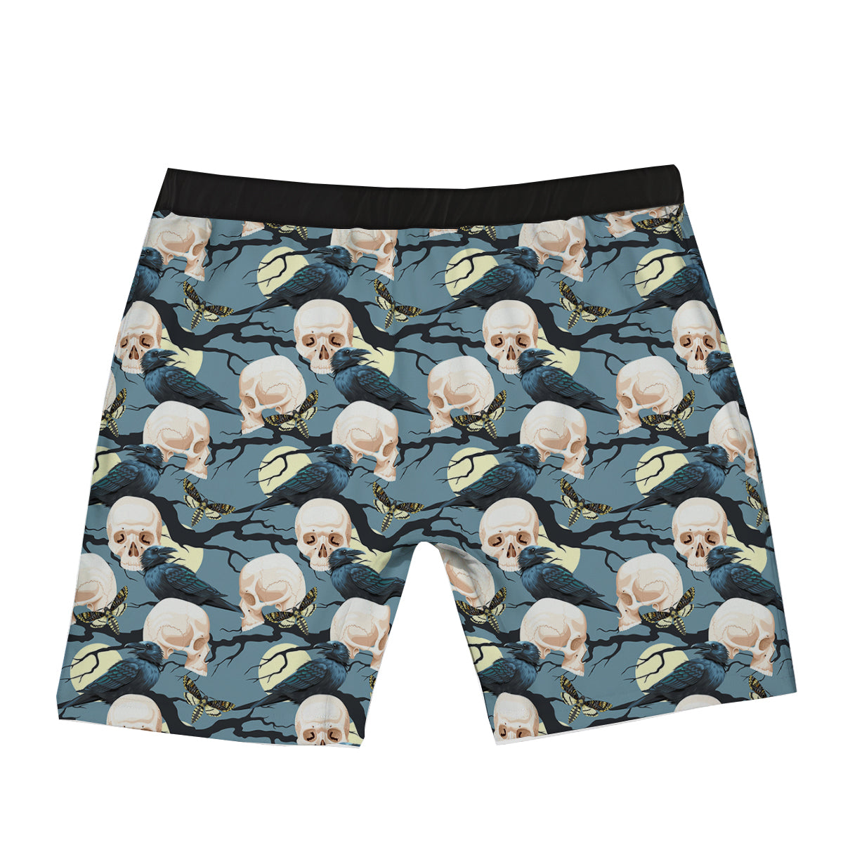 Raven Skull Print Pattern Boxer Briefs-grizzshop