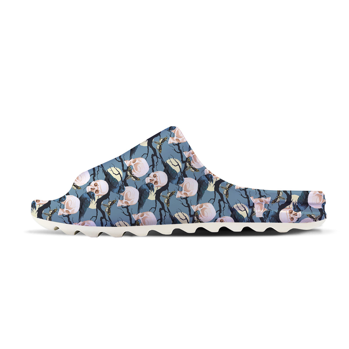 Raven Skull Print Pattern Sandals-grizzshop