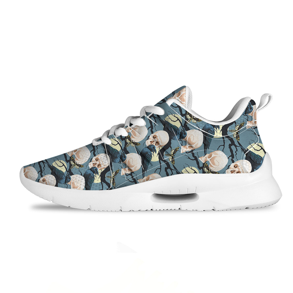 Raven Skull Print Pattern Tennis Shoes-grizzshop