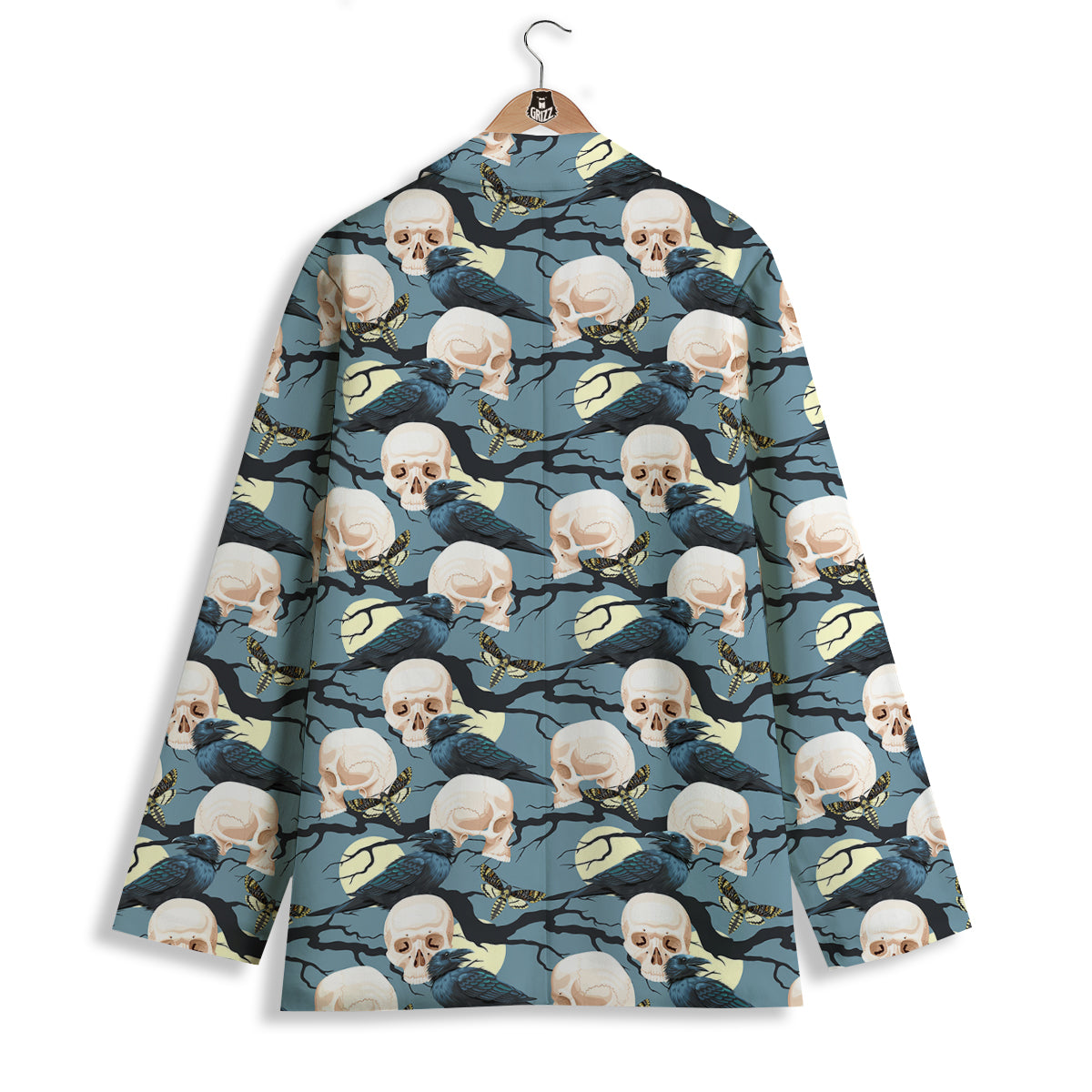 Raven Skull Print Pattern Women's Blazer-grizzshop