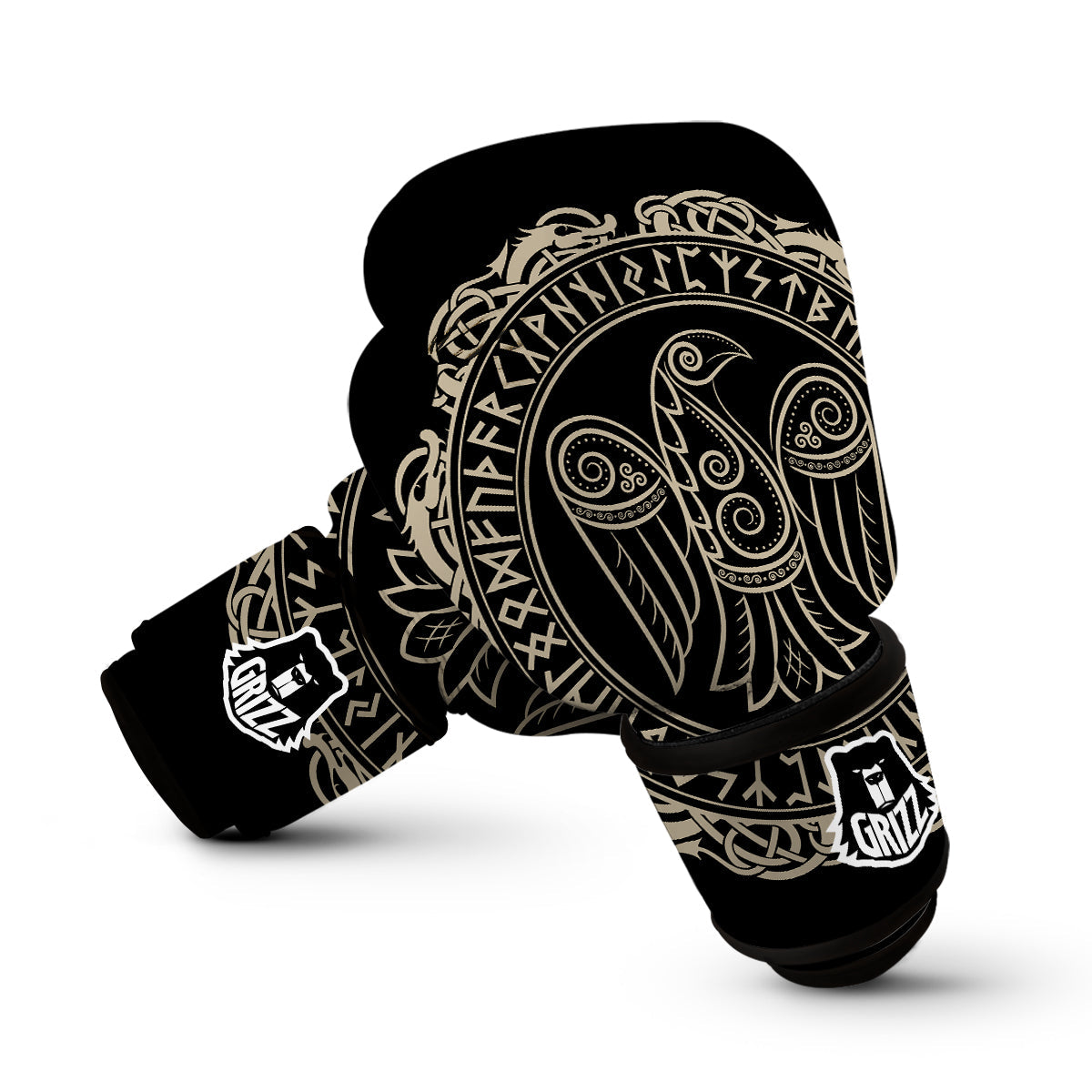 Raven Viking Odin Sword Print Boxing Gloves-grizzshop