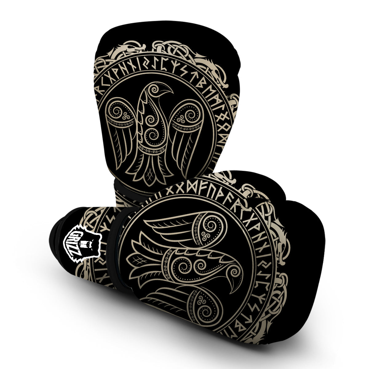 Raven Viking Odin Sword Print Boxing Gloves-grizzshop