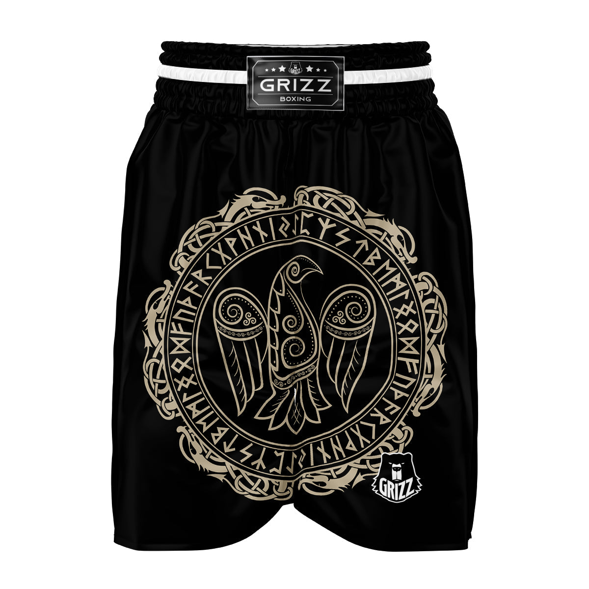 Raven Viking Odin Sword Print Boxing Shorts-grizzshop