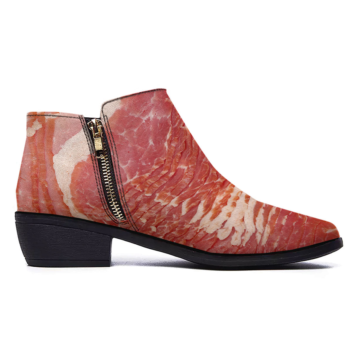 Raw Bacon Print Ankle Boots-grizzshop