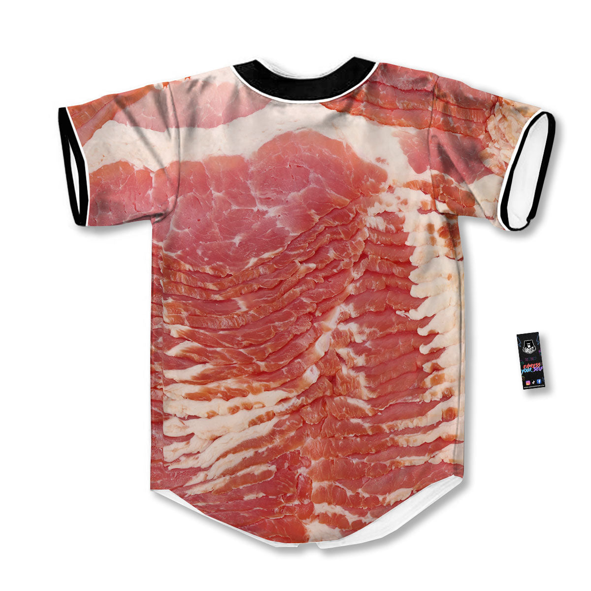 Raw Bacon Print Baseball Jersey-grizzshop