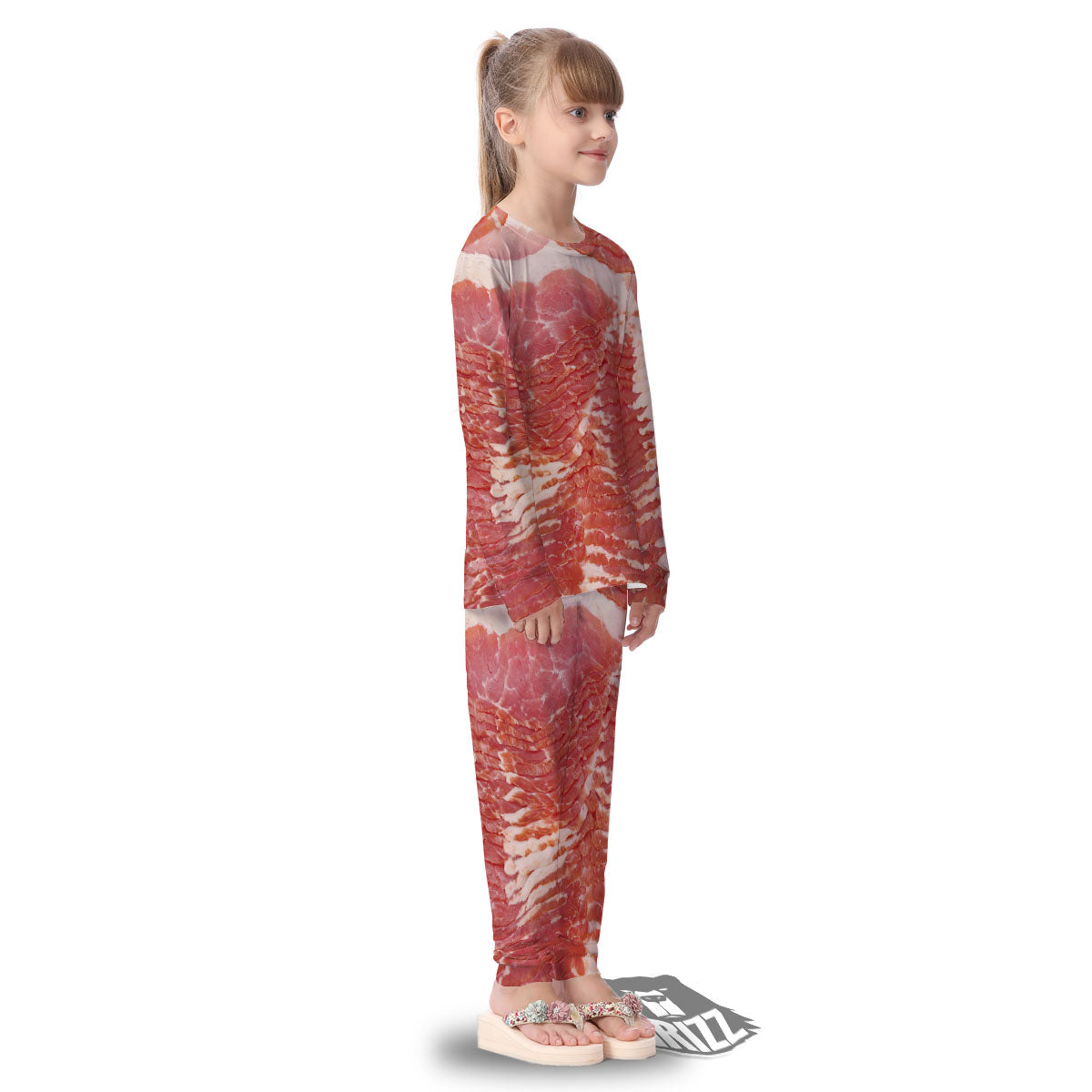 Raw Bacon Print Kid's Pajamas-grizzshop