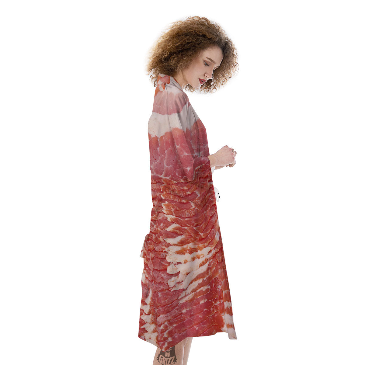 Raw Bacon Print Kimono-grizzshop