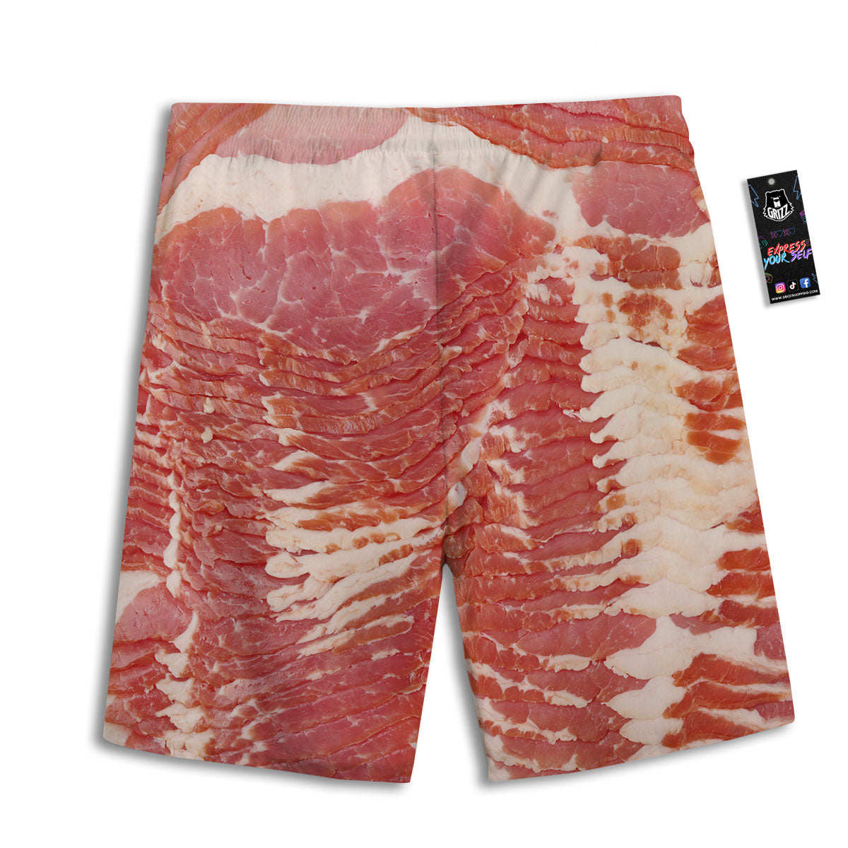 Raw Bacon Print Men's Athletic Shorts-grizzshop