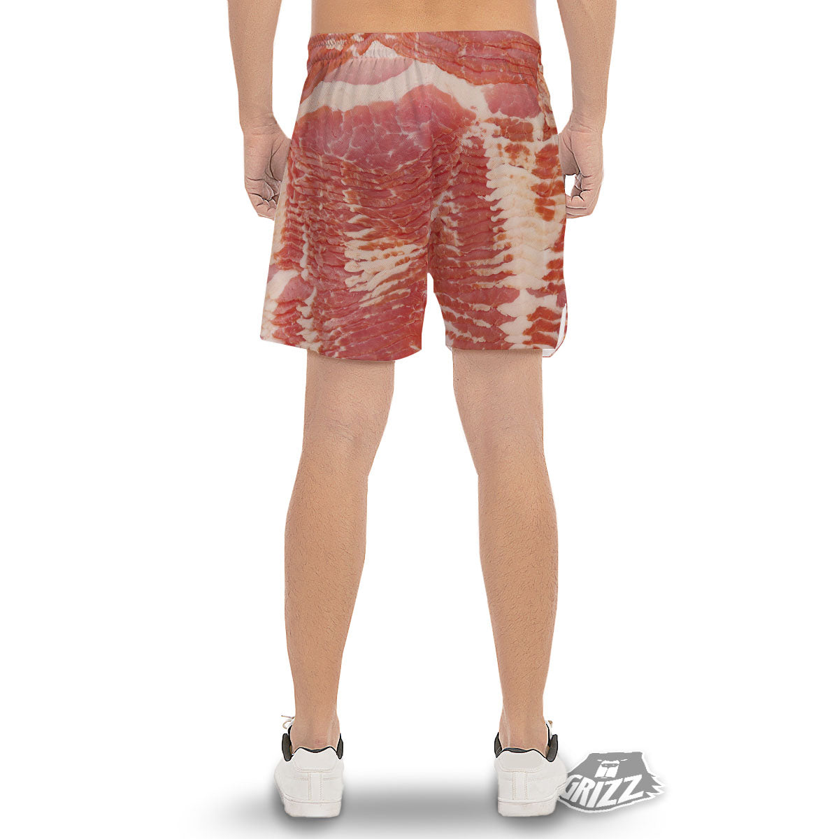 Raw Bacon Print Men's Gym Shorts-grizzshop