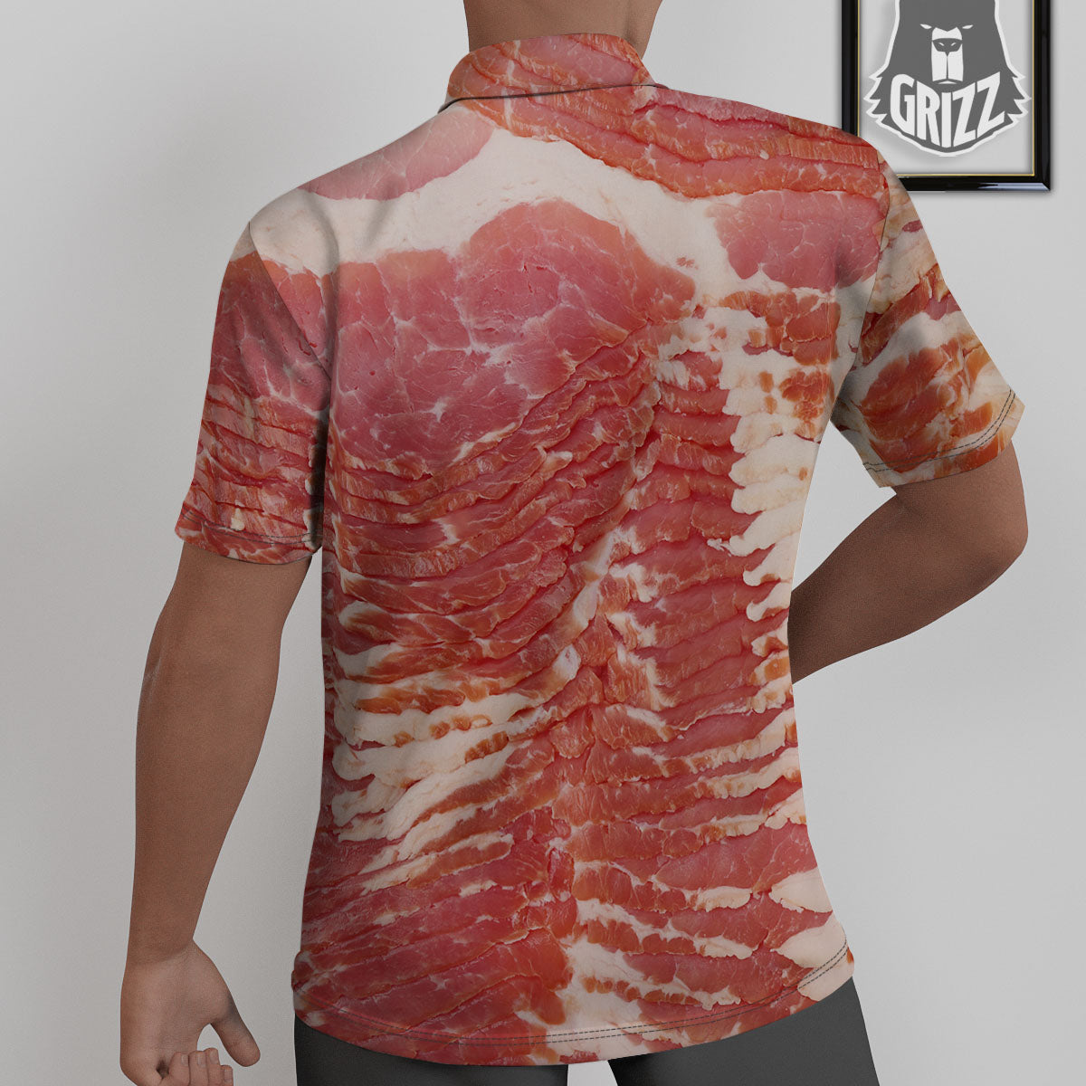 Raw Bacon Print Untucked Shirts-grizzshop