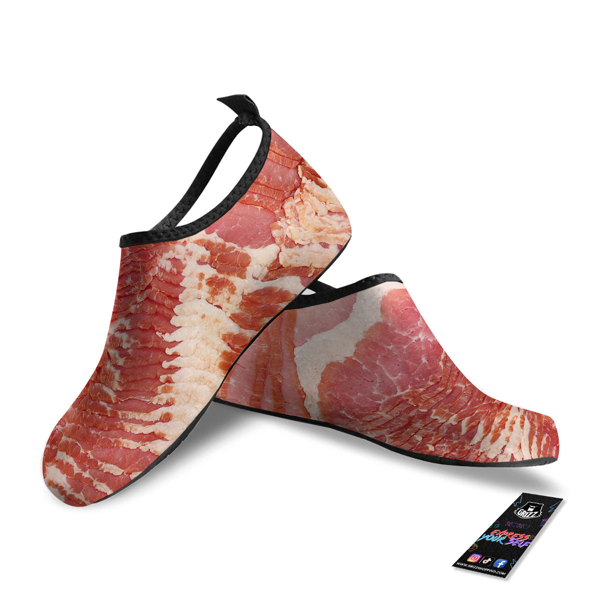 Raw Bacon Print Water Shoes-grizzshop