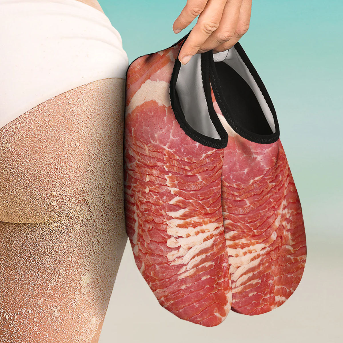 Raw Bacon Print Water Shoes-grizzshop