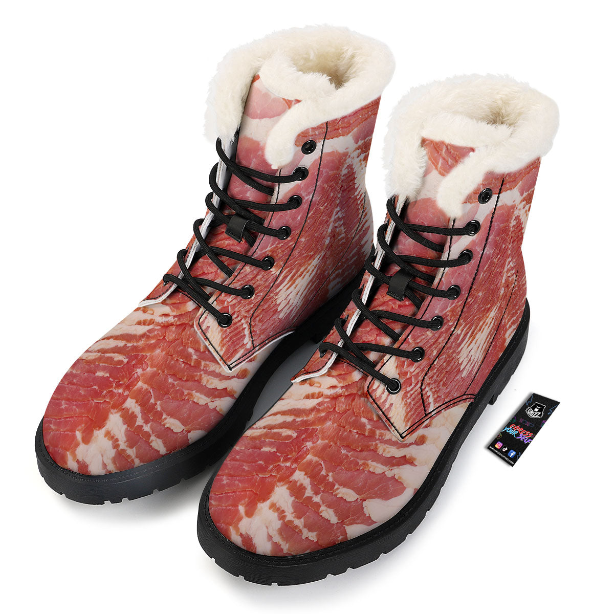 Raw Bacon Print Winter Boots-grizzshop