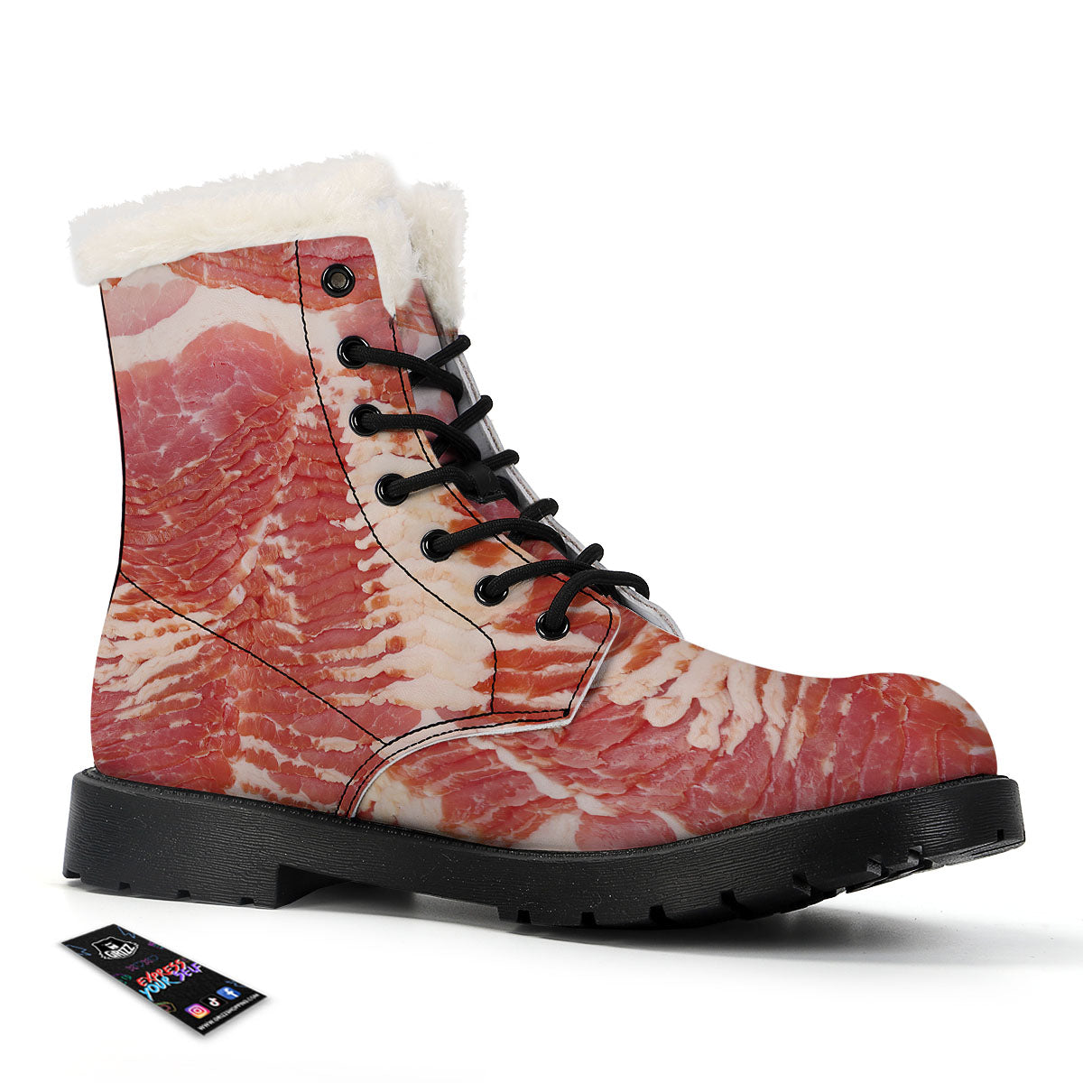 Raw Bacon Print Winter Boots-grizzshop