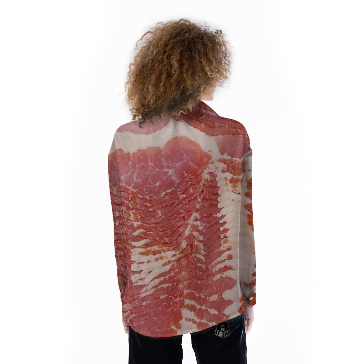 Raw Bacon Print Women's Long Sleeve Shirts-grizzshop