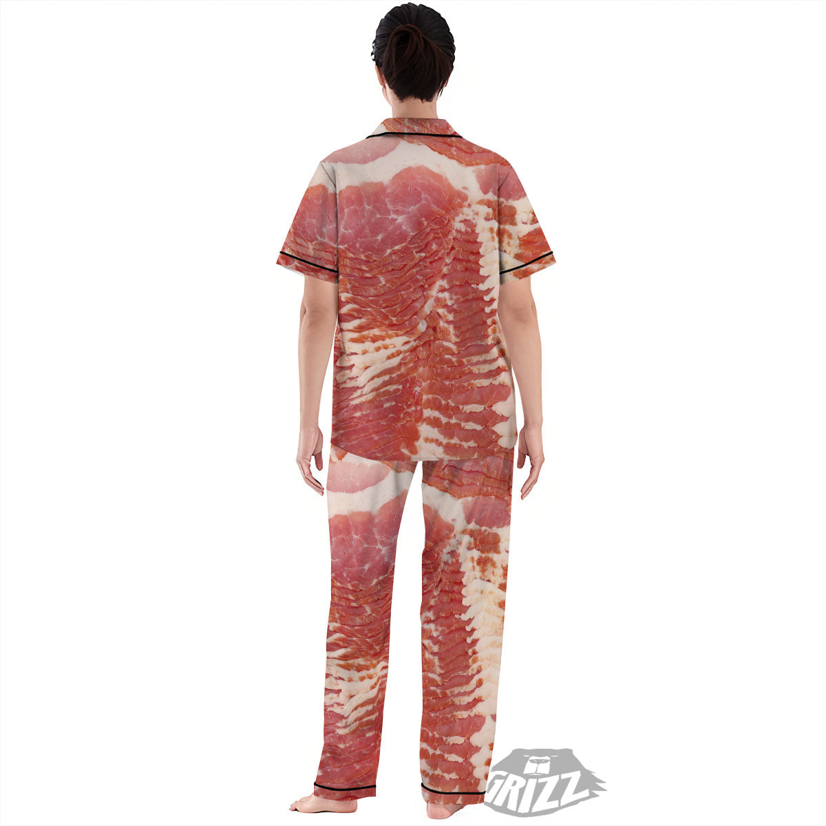 Raw Bacon Print Women's Pajamas Set-grizzshop