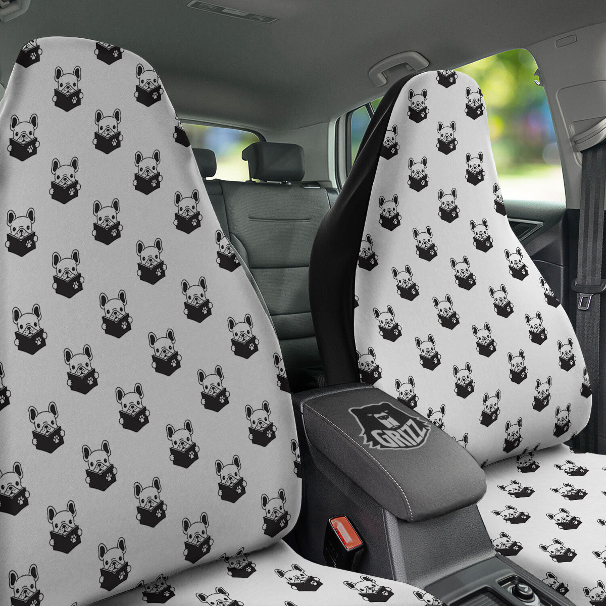 Reading Book French Bulldog Print Car Seat Covers-grizzshop