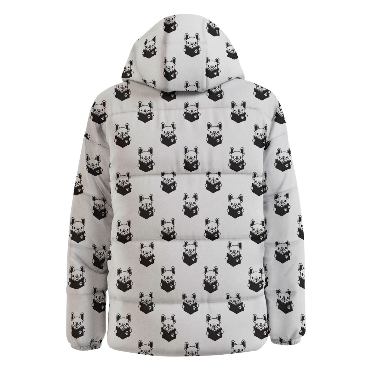 Reading Book French Bulldog Print Down Jacket-grizzshop