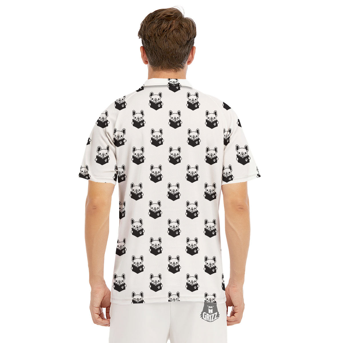 Reading Book French Bulldog Print Men's Golf Shirts-grizzshop