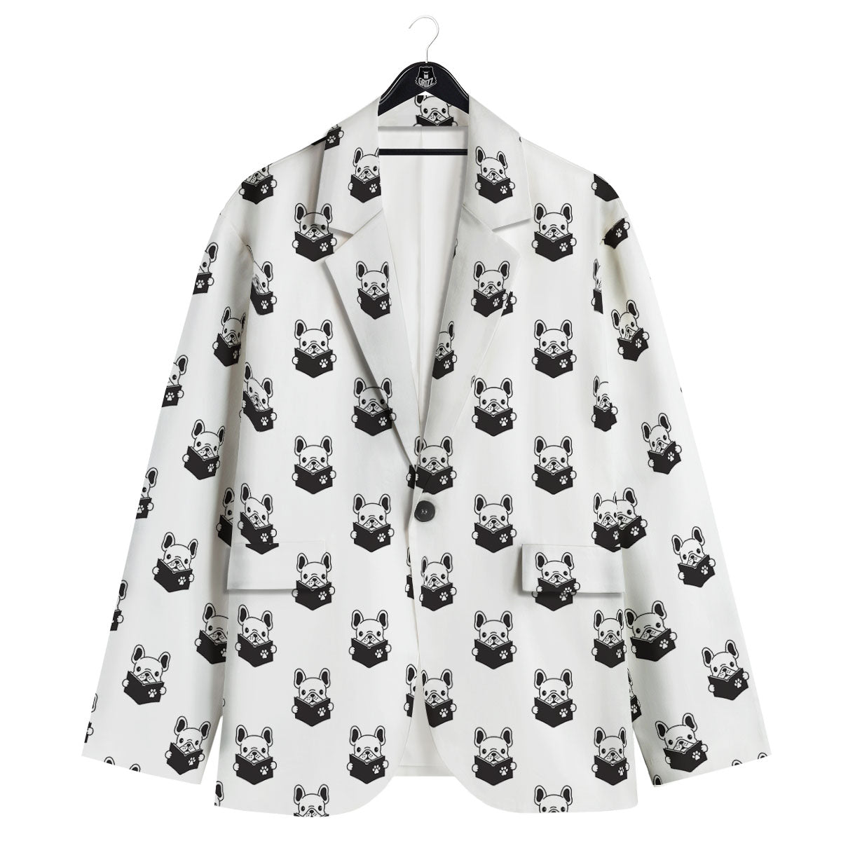 Reading Book French Bulldog Print Men's Sport Coat-grizzshop