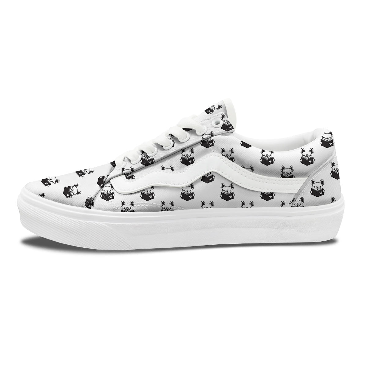 Reading Book French Bulldog Print Skate Shoes-grizzshop