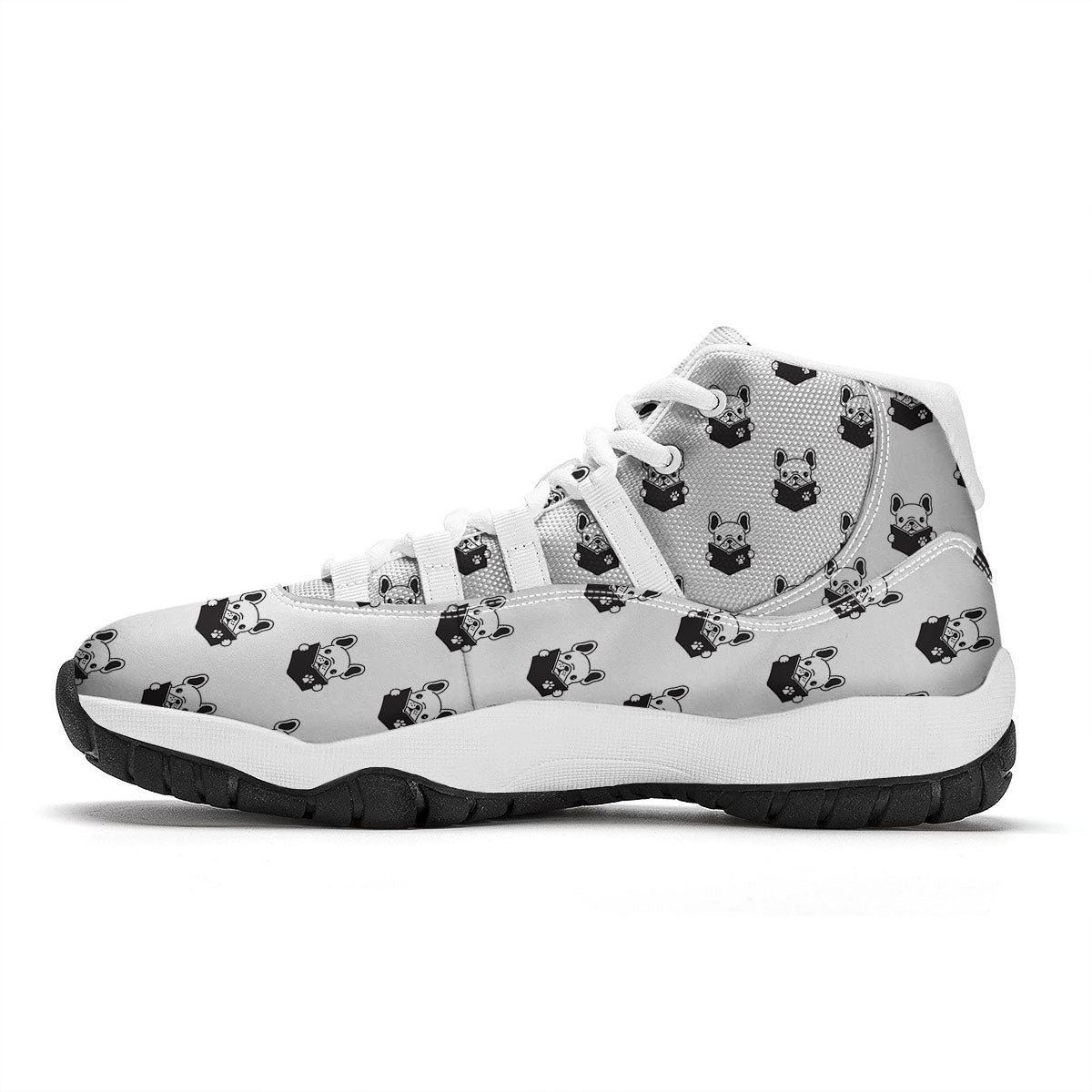 Reading Book French Bulldog Print White Bball Shoes-grizzshop