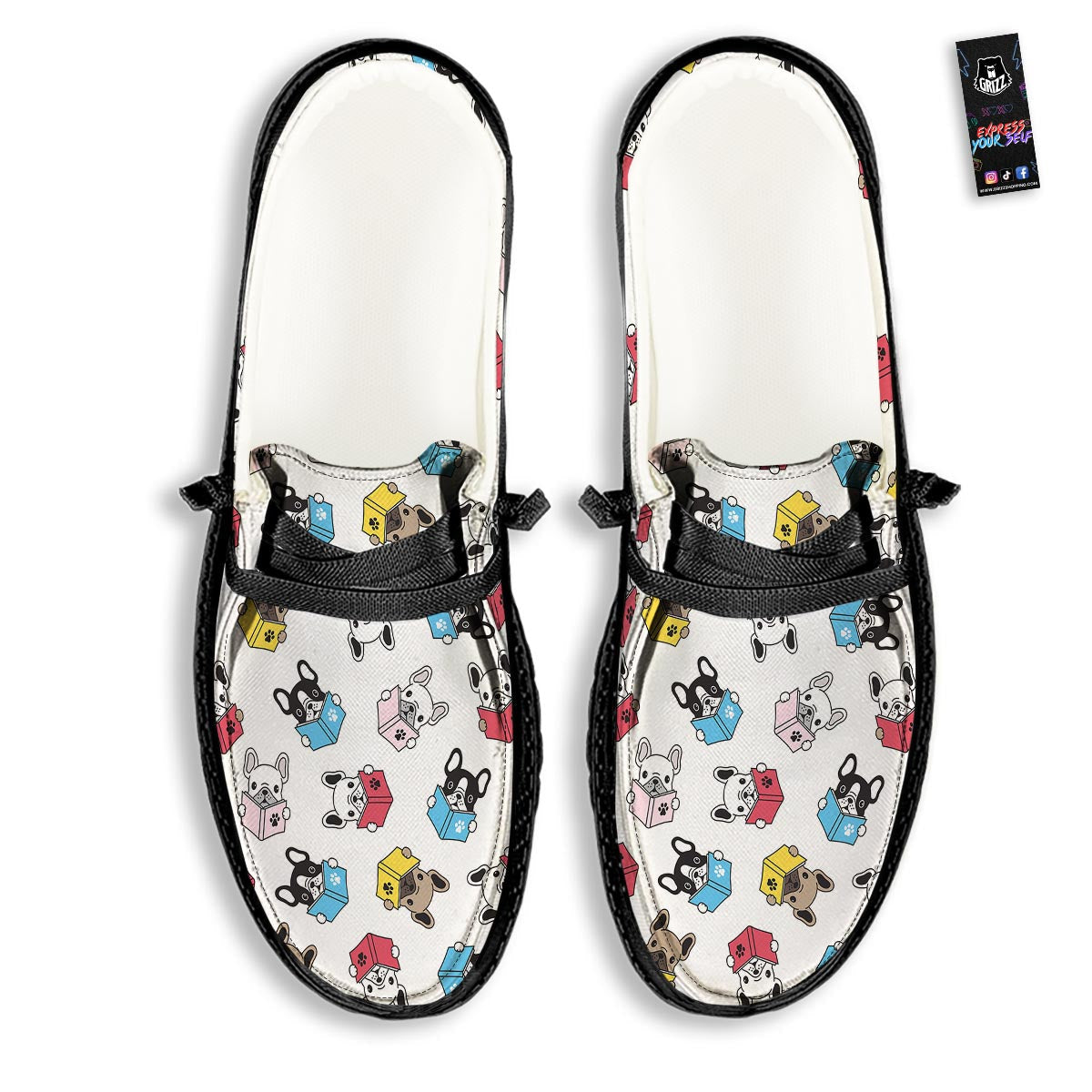Reading Book Polar Bear Print Pattern Black Loafers-grizzshop