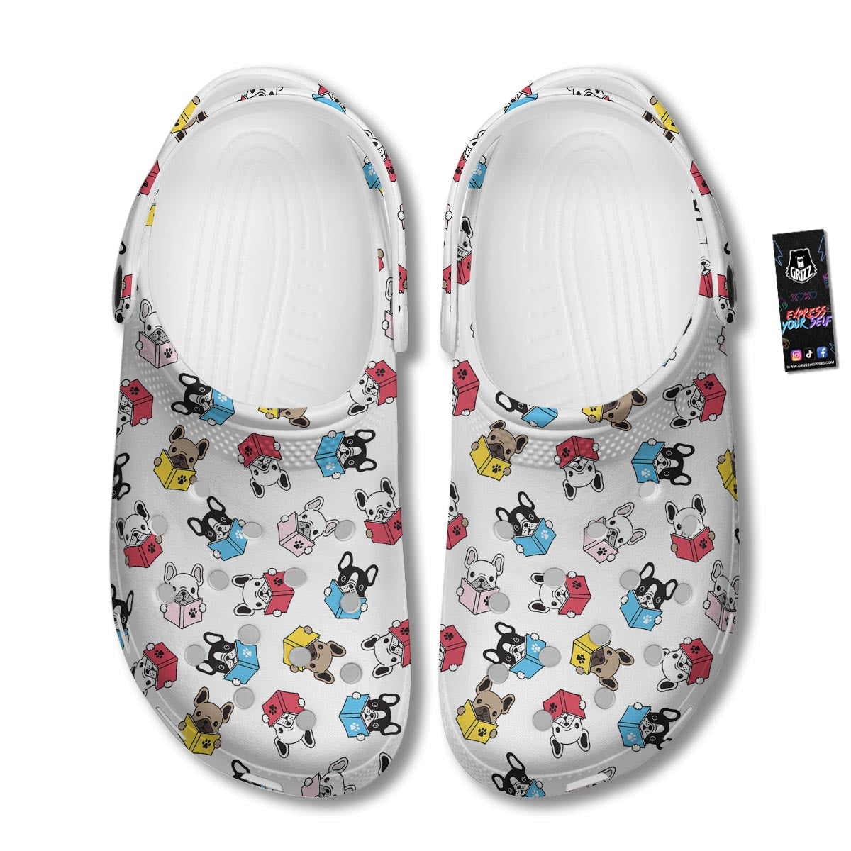 Reading Book Polar Bear Print Pattern Clog-grizzshop