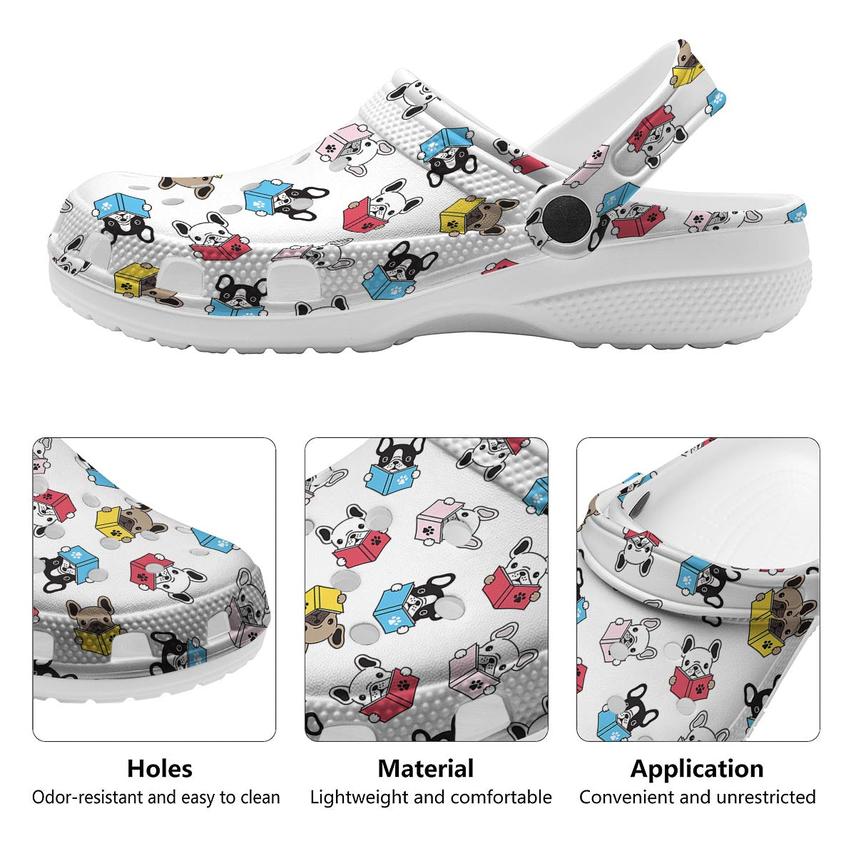 Reading Book Polar Bear Print Pattern Clog-grizzshop