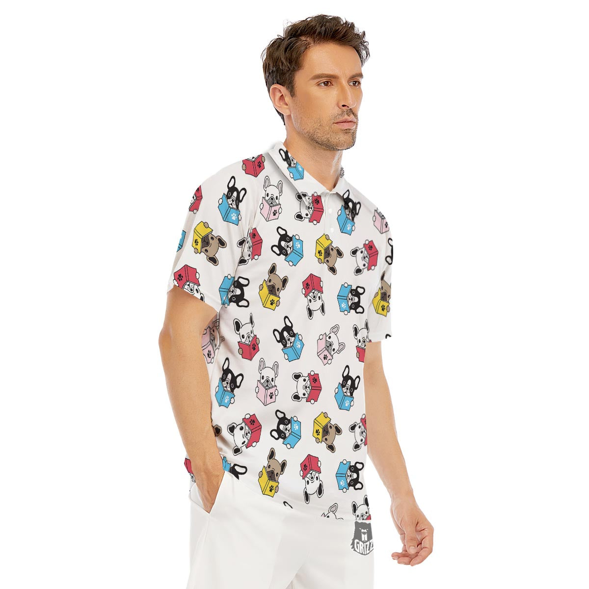 Reading Book Polar Bear Print Pattern Men's Golf Shirts-grizzshop