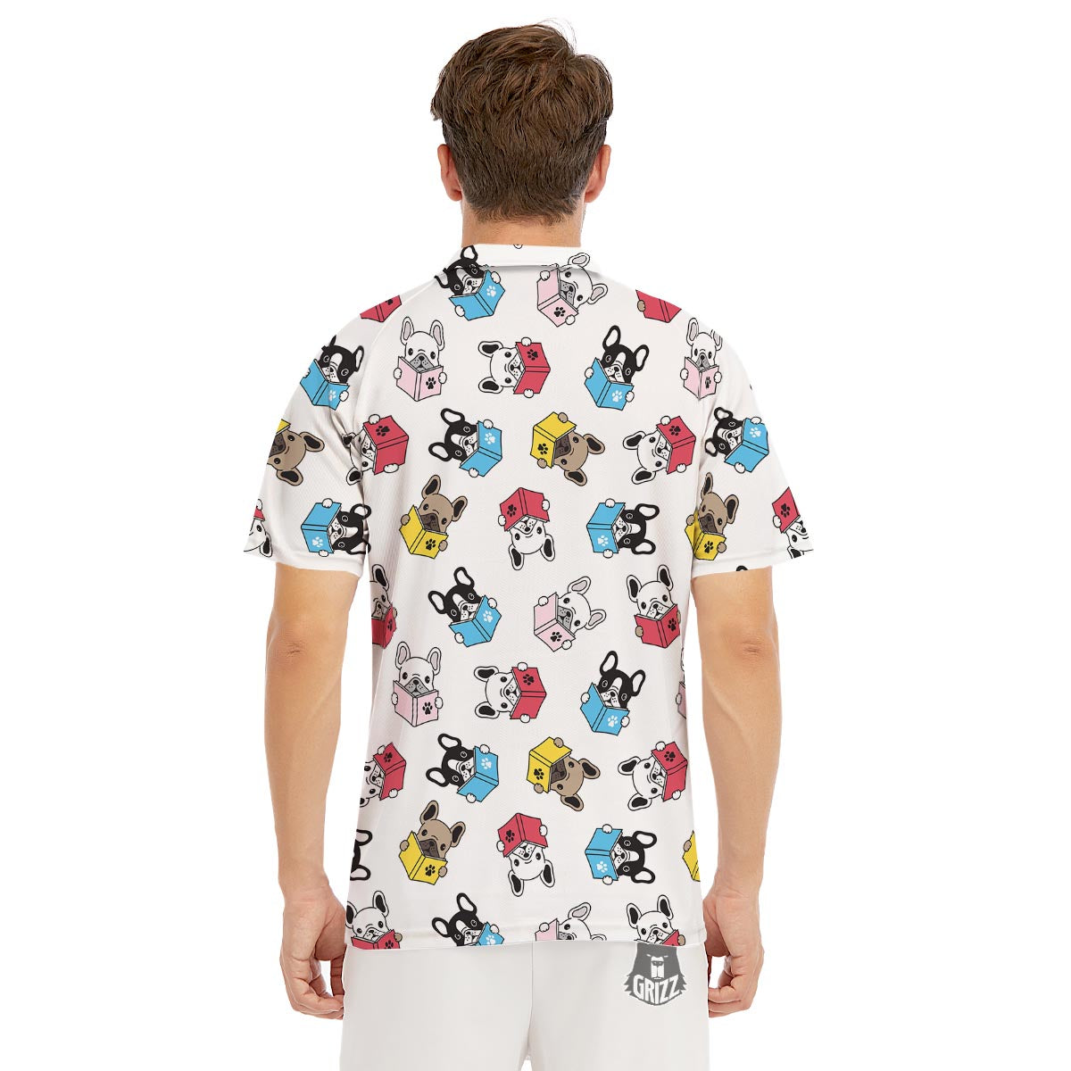 Reading Book Polar Bear Print Pattern Men's Golf Shirts-grizzshop